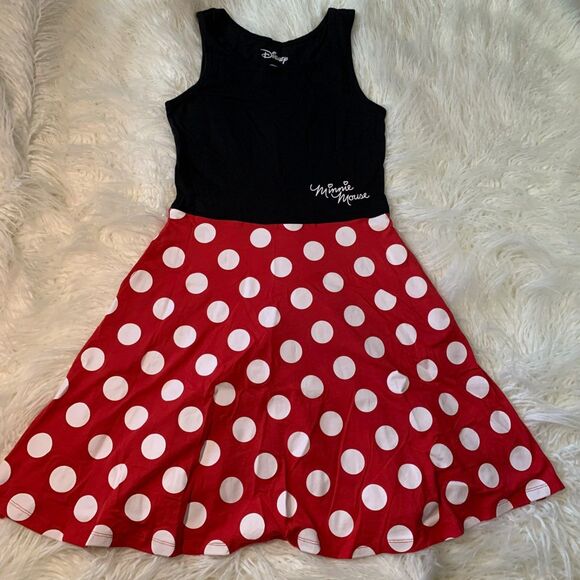 NEW Disney Minnie Mouse Sleeveless Tank Dress Polka Dot Costume Sz Small - Picture 1 of 6